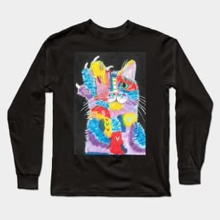 Colorful abstract cat art Long Sleeve T-Shirt